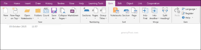 Componente aggiuntivo Gem per OneNote