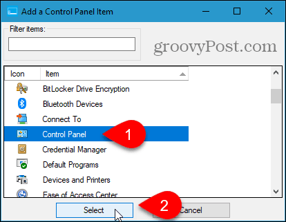 Aggiungi una finestra di dialogo Elemento del pannello di controllo nell'editor di menu Win + X