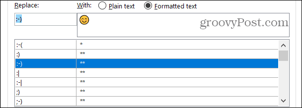 Sostituzioni di testo formattato in Word su Windows
