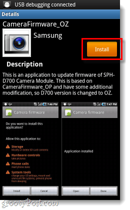 programma di installazione dell'aggiornamento del firmware della fotocamera Samsung