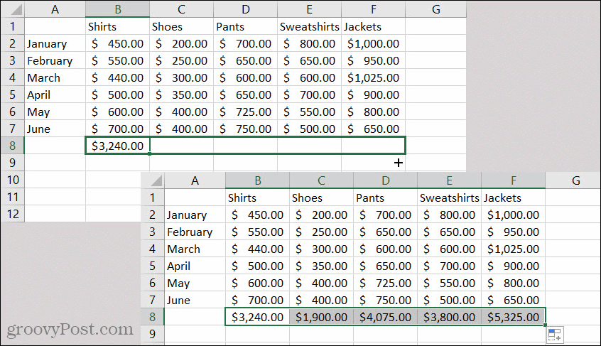 Formula di riempimento automatico di Excel