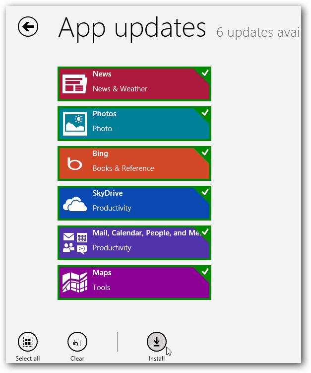 Aggiornamenti delle app di Windows 8