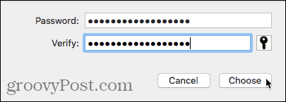 Imposta la password per l'immagine del disco crittografata