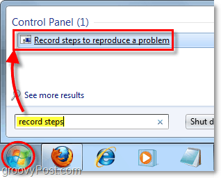 fai clic sul globo di avvio di Windows 7 e cerca i passaggi del record