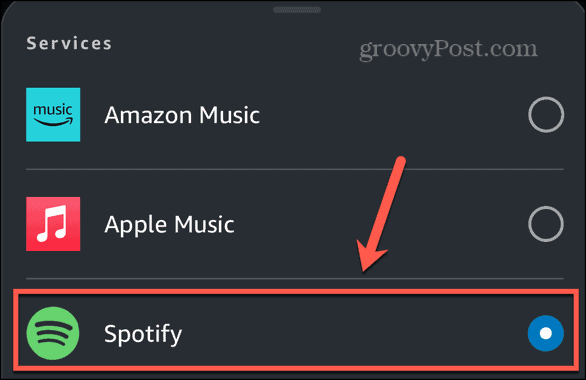 Alexa, seleziona Spotify come servizio predefinito
