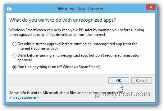 Impostazione SmartScreen