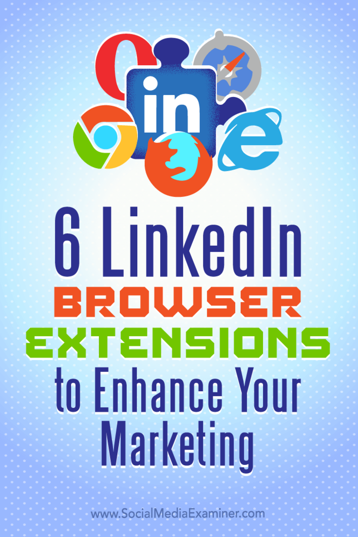 Suggerimenti su sei estensioni del browser per migliorare il tuo marketing su LinkedIn.