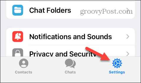 Icona Impostazioni in Telegram su iPhone