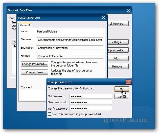 Come proteggere con password un file PST di Outlook