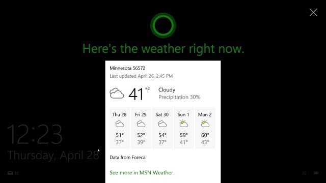 Schermata di blocco Cortana
