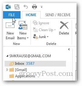 come creare il file pst per Outlook 2013 - fare clic sul file