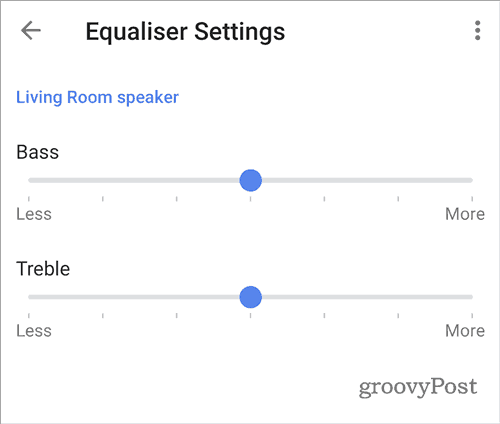 Equalizzatore audio Google Home impostato