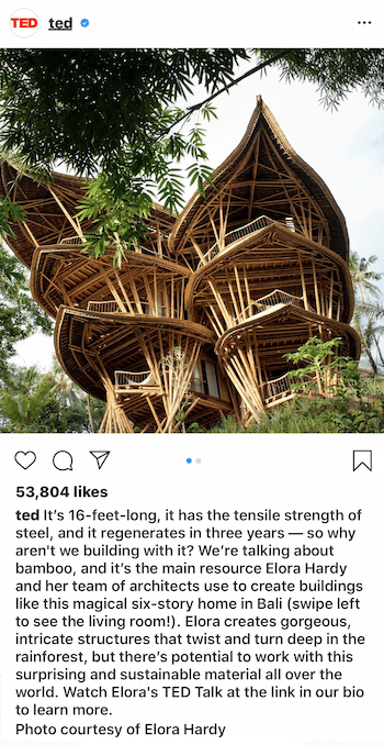 esempio di didascalia di post aziendali di Instagram utilizzando la tecnica dello storytelling