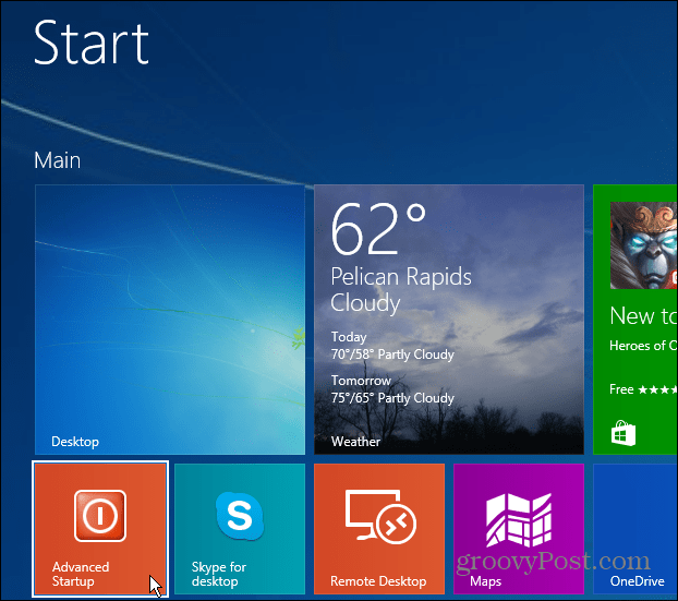 Accedi a Windows 8.1 Advanced Startup in modo semplice