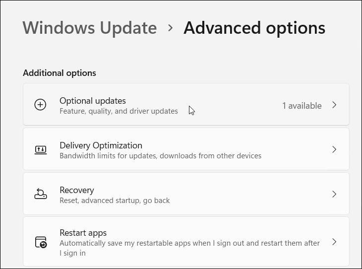 gli aggiornamenti opzionali installano i driver di dispositivo manualmente su Windows