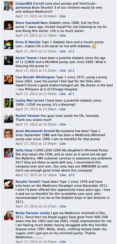 le prime storie di commenti su Facebook per il diabete medtronic