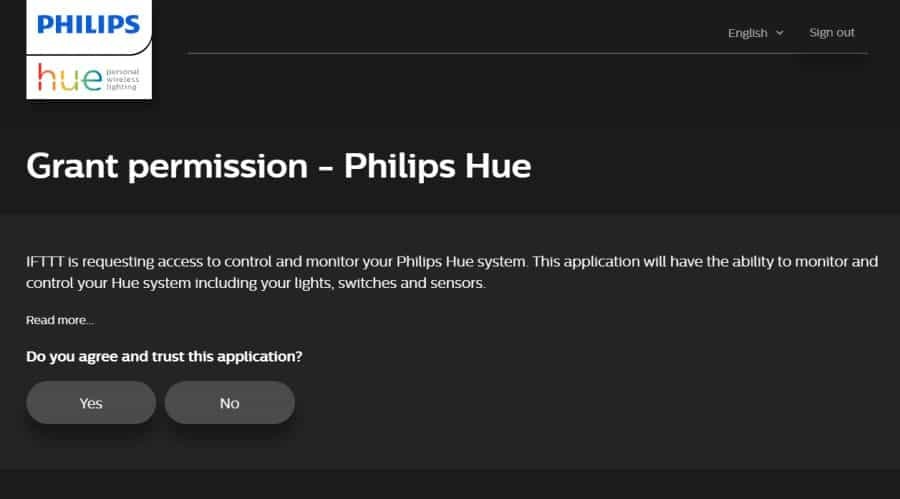 servizio philips hue su ifttt