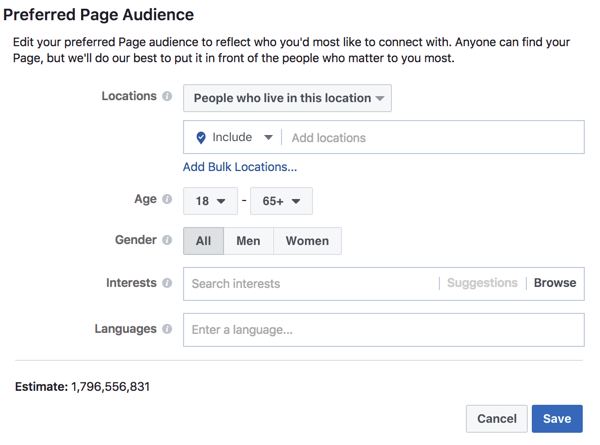 Definisci un pubblico preferito per aiutare Facebook a capire chi vuoi raggiungere con i tuoi post.