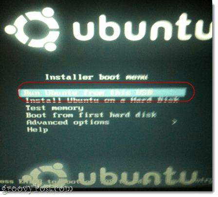 eseguire Ubuntu da questo usb