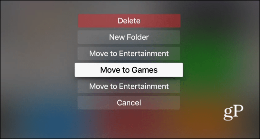 Opzioni cartella Apple TV