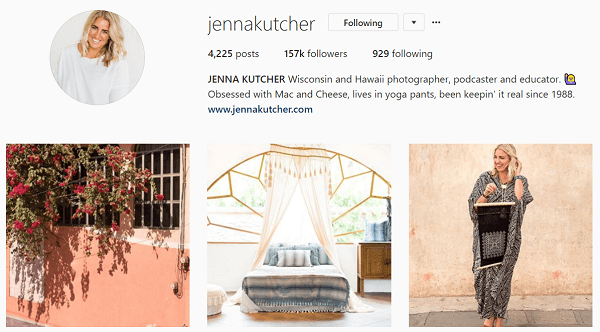 Jenna pensa al suo feed di Instagram come a una rivista.