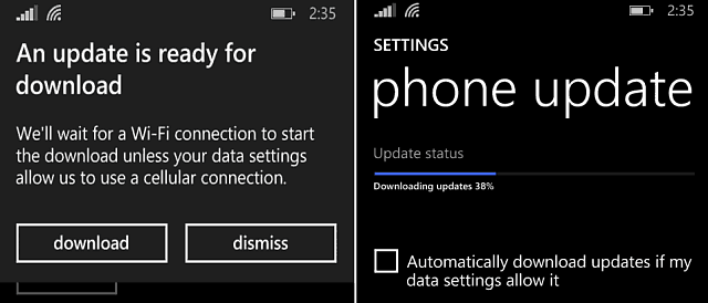 aggiornamento di Windows Phone 8-1 Aggiornamento
