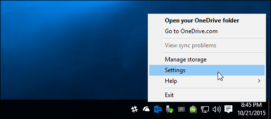 Impostazioni di OneDrive Windows 10
