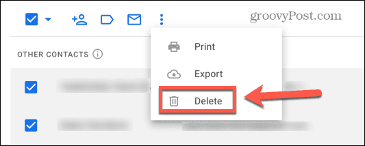 gmail elimina tutti i contatti