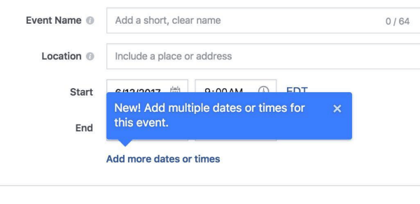 Facebook ora consente agli organizzatori di aggiungere più volte e date agli eventi di Facebook.