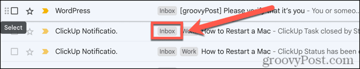 etichetta della casella di posta Gmail