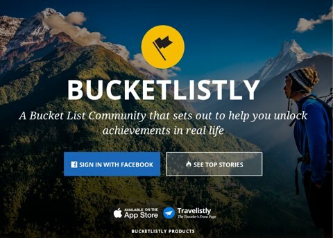 homepage di bucketlist