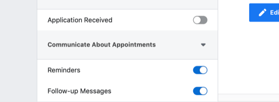 Opzioni di risposta automatica di Facebook per gli appuntamenti