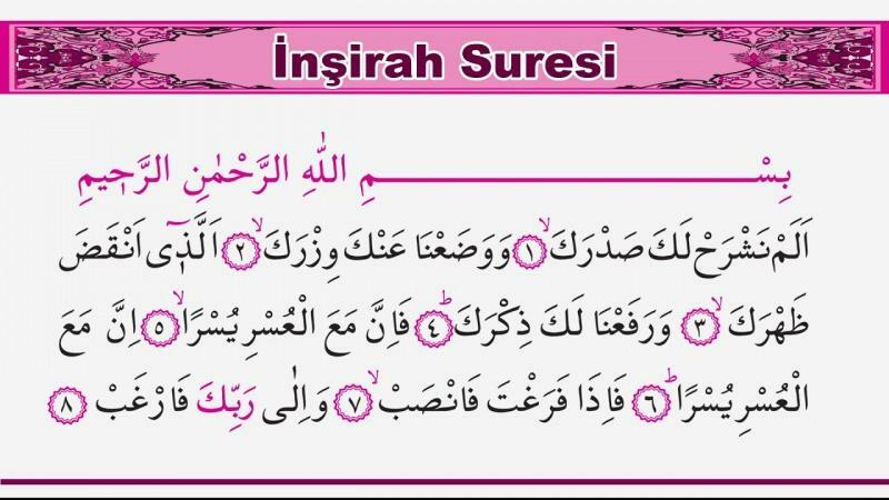 Pronuncia araba della sura inshirah