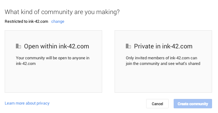 community con limitazioni di google +