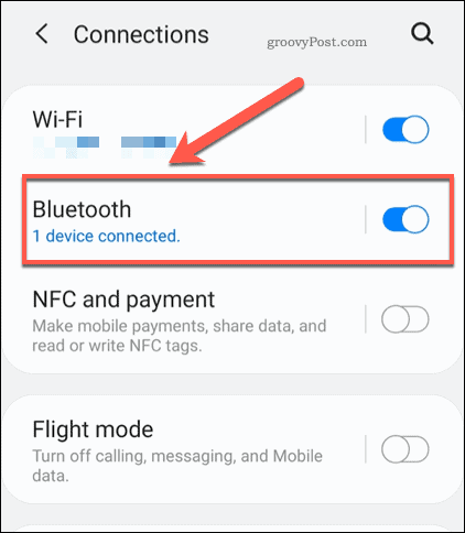 Menu Impostazioni Bluetooth Android