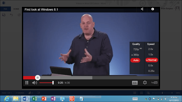 Riproduzione di video in Word 2013