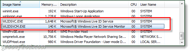 Servizi di Windows wlidsvc.exe wlidsvcm.exe