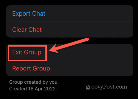 whatsapp uscire da un gruppo