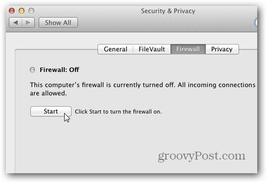 Attiva il firewall
