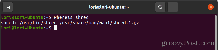 Esegui il comando whereis shred in Linux