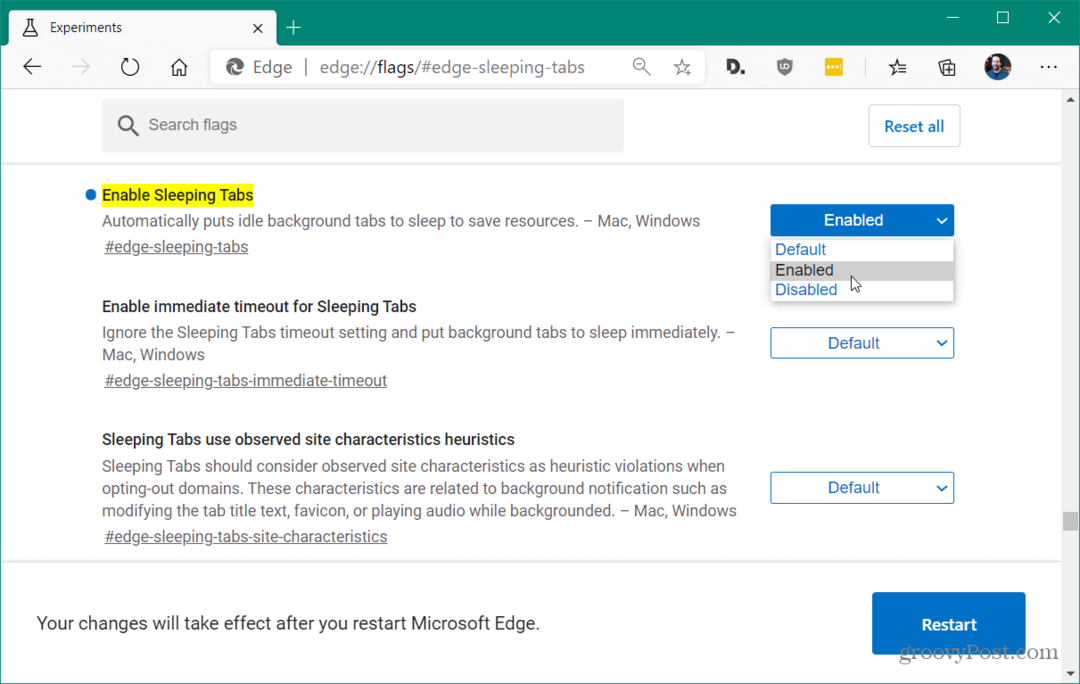 Come abilitare le schede dormienti in Microsoft Edge