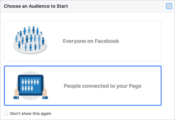 Seleziona Persone connesse alla tua pagina in Facebook Audience Insights.