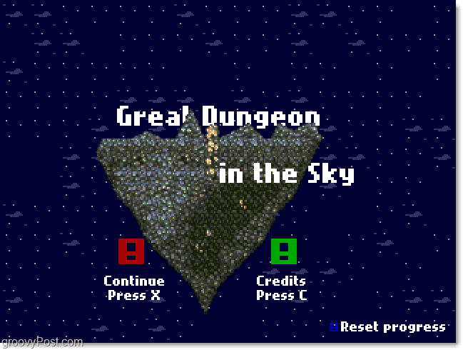 Menu principale di Great Dungeon In The Sky