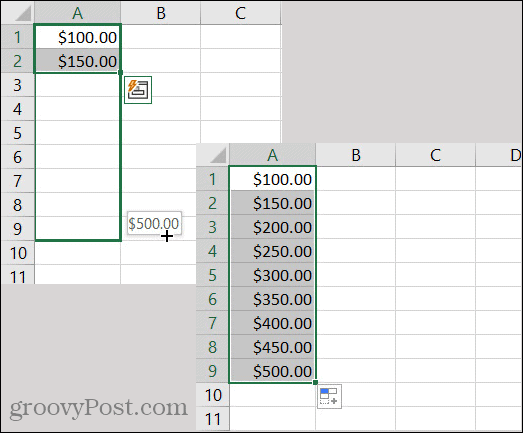 Modello valuta di compilazione automatica Excel