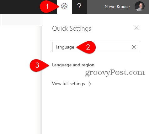 Outlook-change-lingua-settings
