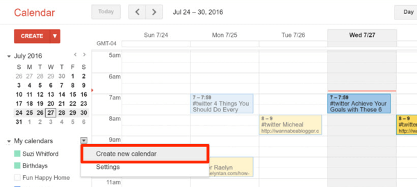 crea il calendario di Google