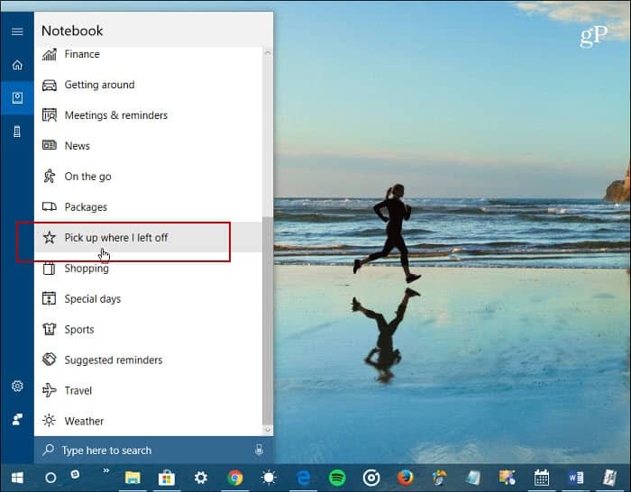 Notebook Cortana Riprendi da dove avevo interrotto