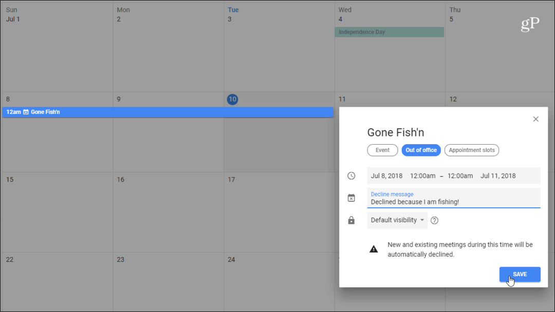 Come utilizzare la modalità Fuori sede con Google Calendar