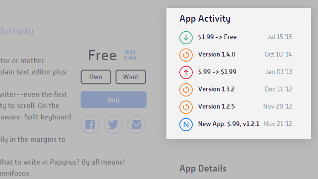 Traccia dei prezzi delle app AppShopper