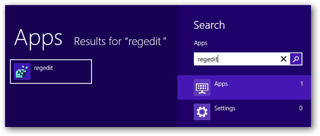 Windows 8 app regedit